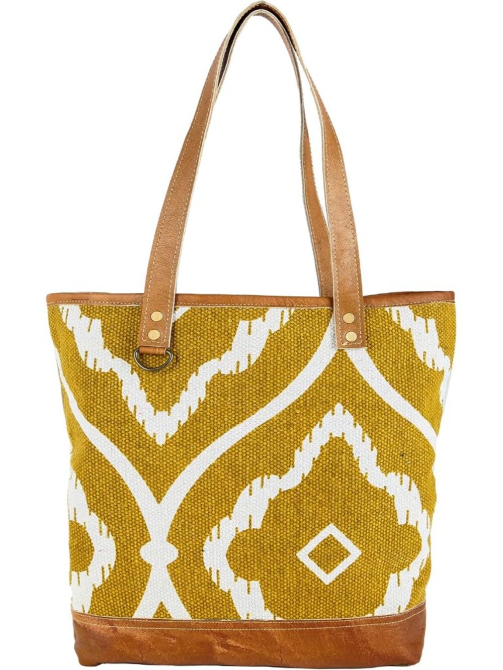 KPL Sel De Mer Upcycled Canvas and leather Hand Bag Cowhide Tote Bag shopping ba